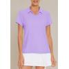 imageWomens Golf Polo Shirts V Neck UPF 50 Collared Short Sleeve Tennis Shirt Lightweight Quick Dry Sun Protection ShirtsLight Purple