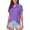 imageWomens Golf Polo Shirts V Neck UPF 50 Collared Short Sleeve Tennis Shirt Lightweight Quick Dry Sun Protection ShirtsLight Purple