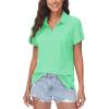 imageWomens Golf Polo Shirts V Neck UPF 50 Collared Short Sleeve Tennis Shirt Lightweight Quick Dry Sun Protection ShirtsMint Green