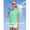 imageWomens Golf Polo Shirts V Neck UPF 50 Collared Short Sleeve Tennis Shirt Lightweight Quick Dry Sun Protection ShirtsMint Green