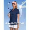imageWomens Golf Polo Shirts V Neck UPF 50 Collared Short Sleeve Tennis Shirt Lightweight Quick Dry Sun Protection ShirtsNavy