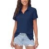 imageWomens Golf Polo Shirts V Neck UPF 50 Collared Short Sleeve Tennis Shirt Lightweight Quick Dry Sun Protection ShirtsNavy