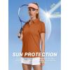 imageWomens Golf Polo Shirts V Neck UPF 50 Collared Short Sleeve Tennis Shirt Lightweight Quick Dry Sun Protection ShirtsOrange