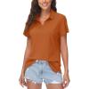 imageWomens Golf Polo Shirts V Neck UPF 50 Collared Short Sleeve Tennis Shirt Lightweight Quick Dry Sun Protection ShirtsOrange