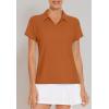 imageWomens Golf Polo Shirts V Neck UPF 50 Collared Short Sleeve Tennis Shirt Lightweight Quick Dry Sun Protection ShirtsOrange