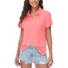 imageWomens Golf Polo Shirts V Neck UPF 50 Collared Short Sleeve Tennis Shirt Lightweight Quick Dry Sun Protection ShirtsPink