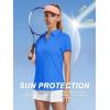 imageWomens Golf Polo Shirts V Neck UPF 50 Collared Short Sleeve Tennis Shirt Lightweight Quick Dry Sun Protection ShirtsSky Blue