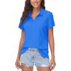 imageWomens Golf Polo Shirts V Neck UPF 50 Collared Short Sleeve Tennis Shirt Lightweight Quick Dry Sun Protection ShirtsSky Blue