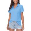 imageWomens Golf Polo Shirts V Neck UPF 50 Collared Short Sleeve Tennis Shirt Lightweight Quick Dry Sun Protection ShirtsWaterfall Blue