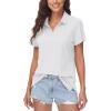 imageWomens Golf Polo Shirts V Neck UPF 50 Collared Short Sleeve Tennis Shirt Lightweight Quick Dry Sun Protection ShirtsWhite