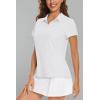 imageWomens Golf Polo Shirts V Neck UPF 50 Collared Short Sleeve Tennis Shirt Lightweight Quick Dry Sun Protection ShirtsWhite