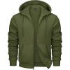 imageMAGCOMSEN Mens Fleece Lined Zip Up Hoodie Casual Fashion Hooded Jacket Lightweigt Athletic Sweatshirt with PocketArmy Green