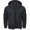 imageMAGCOMSEN Mens Fleece Lined Zip Up Hoodie Casual Fashion Hooded Jacket Lightweigt Athletic Sweatshirt with PocketBlack