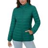 imageMAGCOMSEN Womens Puffer Jacket Lightweight Quilted Padded 4 Pockets Zipup Standcollar Winter Fleece CoatEmerald Green