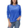 imageMAGCOMSEN Womens Velour Sweatshirts Crewneck Long Sleeve Casual Pullover Soft Warm Shirts Velvet Tops Winter FallSea Blue