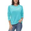 imageMAGCOMSEN Womens Velour Sweatshirts Crewneck Long Sleeve Casual Pullover Soft Warm Shirts Velvet Tops Winter FallWater Blue