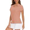 imageWomens Golf Polo Shirts V Neck UPF 50 Collared Short Sleeve Tennis Shirt Lightweight Quick Dry Sun Protection ShirtsApricot