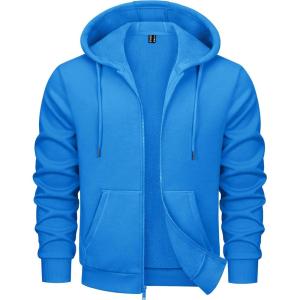 imageMAGCOMSEN Mens Fleece Lined Zip Up Hoodie Casual Fashion Hooded Jacket Lightweigt Athletic Sweatshirt with PocketBlue Green