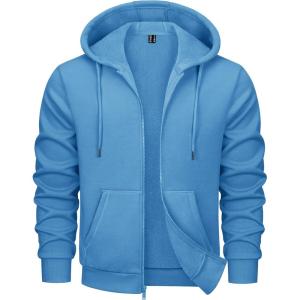 imageMAGCOMSEN Mens Fleece Lined Zip Up Hoodie Casual Fashion Hooded Jacket Lightweigt Athletic Sweatshirt with PocketHaze Blue