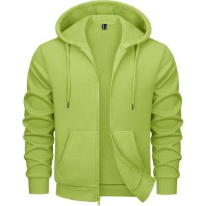 imageMAGCOMSEN Mens Fleece Lined Zip Up Hoodie Casual Fashion Hooded Jacket Lightweigt Athletic Sweatshirt with PocketOlive Green