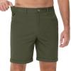 imageMAGCOMSEN Mens Casual Shorts 7 Inch Cotton Flat Front Shorts Lightweight Elastic Waist Summer Dress Shorts with PocketsArmy Green
