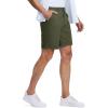 imageMAGCOMSEN Mens Casual Shorts 7 Inch Cotton Flat Front Shorts Lightweight Elastic Waist Summer Dress Shorts with PocketsArmy Green