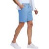 imageMAGCOMSEN Mens Casual Shorts 7 Inch Cotton Flat Front Shorts Lightweight Elastic Waist Summer Dress Shorts with PocketsAzure