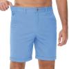 imageMAGCOMSEN Mens Casual Shorts 7 Inch Cotton Flat Front Shorts Lightweight Elastic Waist Summer Dress Shorts with PocketsAzure