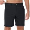 imageMAGCOMSEN Mens Casual Shorts 7 Inch Cotton Flat Front Shorts Lightweight Elastic Waist Summer Dress Shorts with PocketsBlack