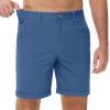 imageMAGCOMSEN Mens Casual Shorts 7 Inch Cotton Flat Front Shorts Lightweight Elastic Waist Summer Dress Shorts with PocketsBlue Grey