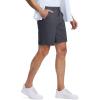 imageMAGCOMSEN Mens Casual Shorts 7 Inch Cotton Flat Front Shorts Lightweight Elastic Waist Summer Dress Shorts with PocketsDrak Grey