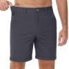imageMAGCOMSEN Mens Casual Shorts 7 Inch Cotton Flat Front Shorts Lightweight Elastic Waist Summer Dress Shorts with PocketsDrak Grey