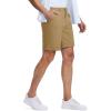 imageMAGCOMSEN Mens Casual Shorts 7 Inch Cotton Flat Front Shorts Lightweight Elastic Waist Summer Dress Shorts with PocketsKhaki