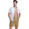 imageMAGCOMSEN Mens Casual Shorts 7 Inch Cotton Flat Front Shorts Lightweight Elastic Waist Summer Dress Shorts with PocketsKhaki