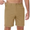 imageMAGCOMSEN Mens Casual Shorts 7 Inch Cotton Flat Front Shorts Lightweight Elastic Waist Summer Dress Shorts with PocketsKhaki