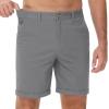 imageMAGCOMSEN Mens Casual Shorts 7 Inch Cotton Flat Front Shorts Lightweight Elastic Waist Summer Dress Shorts with PocketsLight Grey