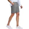 imageMAGCOMSEN Mens Casual Shorts 7 Inch Cotton Flat Front Shorts Lightweight Elastic Waist Summer Dress Shorts with PocketsLight Grey