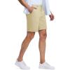 imageMAGCOMSEN Mens Casual Shorts 7 Inch Cotton Flat Front Shorts Lightweight Elastic Waist Summer Dress Shorts with PocketsLight Khaki