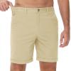 imageMAGCOMSEN Mens Casual Shorts 7 Inch Cotton Flat Front Shorts Lightweight Elastic Waist Summer Dress Shorts with PocketsLight Khaki