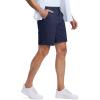 imageMAGCOMSEN Mens Casual Shorts 7 Inch Cotton Flat Front Shorts Lightweight Elastic Waist Summer Dress Shorts with PocketsNavy