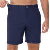 imageMAGCOMSEN Mens Casual Shorts 7 Inch Cotton Flat Front Shorts Lightweight Elastic Waist Summer Dress Shorts with PocketsNavy