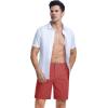 imageMAGCOMSEN Mens Casual Shorts 7 Inch Cotton Flat Front Shorts Lightweight Elastic Waist Summer Dress Shorts with PocketsRed
