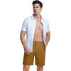 imageMAGCOMSEN Mens Casual Shorts 7 Inch Cotton Flat Front Shorts Lightweight Elastic Waist Summer Dress Shorts with PocketsTurmeric