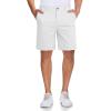 imageMAGCOMSEN Mens Casual Shorts 7 Inch Cotton Flat Front Shorts Lightweight Elastic Waist Summer Dress Shorts with PocketsWhite
