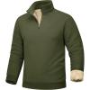 imageMAGCOMSEN Mens Sherpa Lined Quarter Zip Fleece Heavyweight Pullover Winter Warm SweatshirtsArmy Green