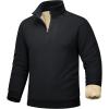 imageMAGCOMSEN Mens Sherpa Lined Quarter Zip Fleece Heavyweight Pullover Winter Warm SweatshirtsBlack
