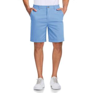 imageMAGCOMSEN Mens Casual Shorts 7 Inch Cotton Flat Front Shorts Lightweight Elastic Waist Summer Dress Shorts with PocketsAzure
