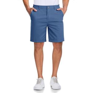 imageMAGCOMSEN Mens Casual Shorts 7 Inch Cotton Flat Front Shorts Lightweight Elastic Waist Summer Dress Shorts with PocketsBlue Grey