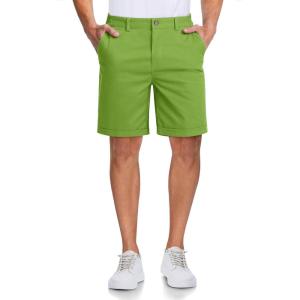 imageMAGCOMSEN Mens Casual Shorts 7 Inch Cotton Flat Front Shorts Lightweight Elastic Waist Summer Dress Shorts with PocketsFruit Green