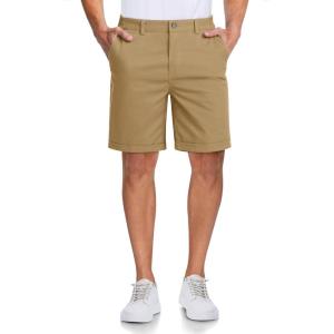 imageMAGCOMSEN Mens Casual Shorts 7 Inch Cotton Flat Front Shorts Lightweight Elastic Waist Summer Dress Shorts with PocketsKhaki